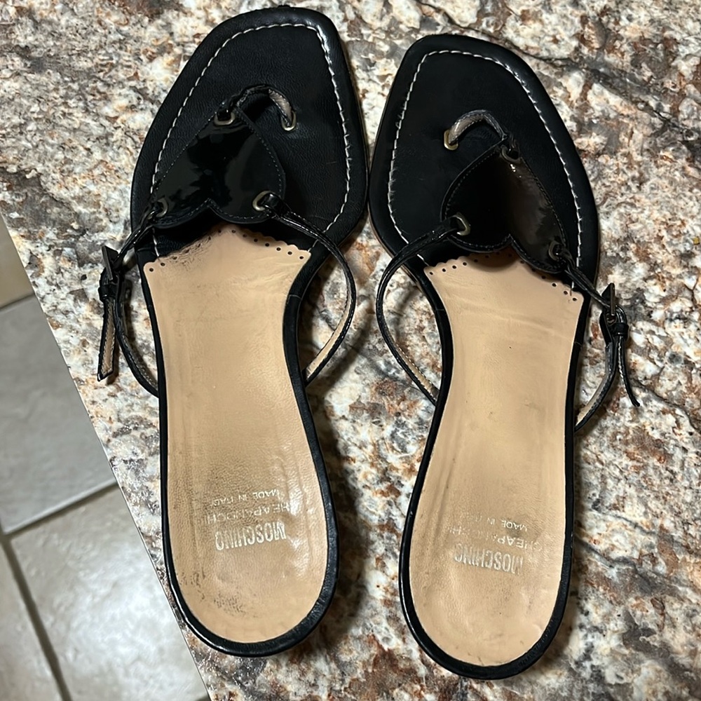 Moschino black heart sandals